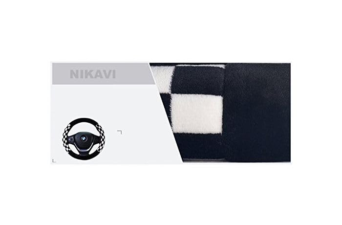 NIKAVI Chess Steering Wheel Cover - Red Color | Size - Medium | Diameter 38 cm | O-Type | Car Steering Wheel Protector, Anti-Slip, Stylish Leather Finish Grip Cover with Chess Pattern - Image 3