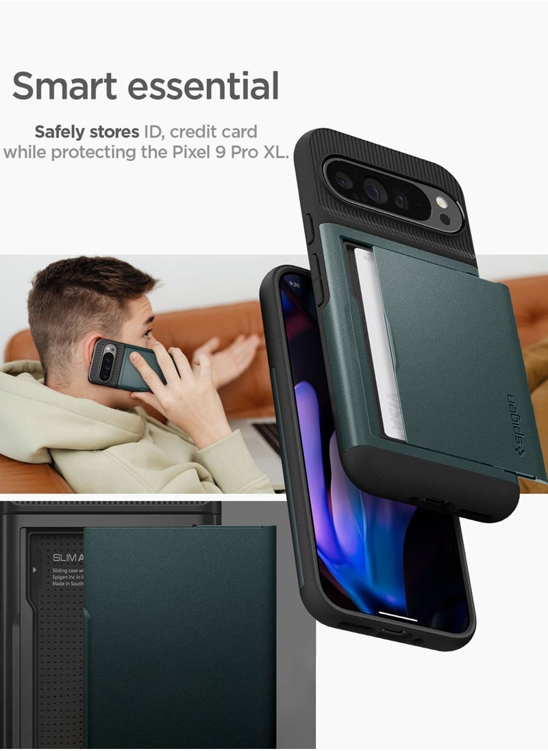 Spigen Slim Armor CS Google Pixel 9 Pro XL Case Cover Wallet with Card Slot - Abyss Green  - Image 3