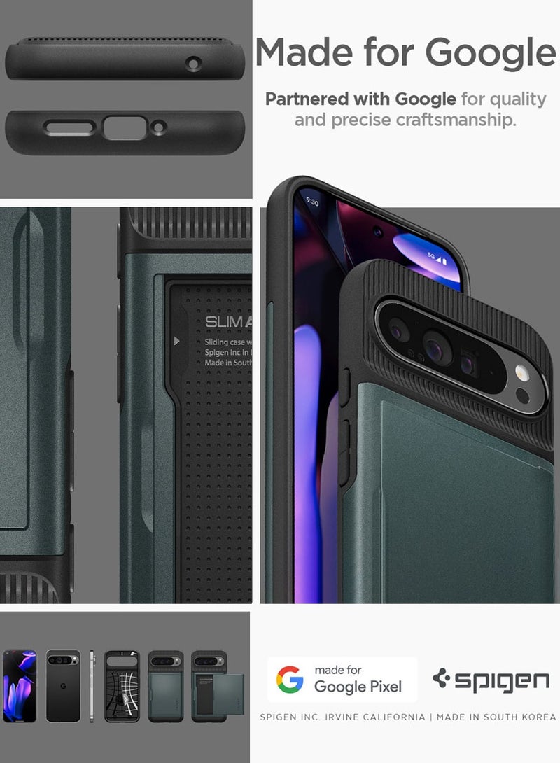 Slim Armor CS Google Pixel 9 Pro XL Case Cover Wallet with Card Slot - Abyss Green