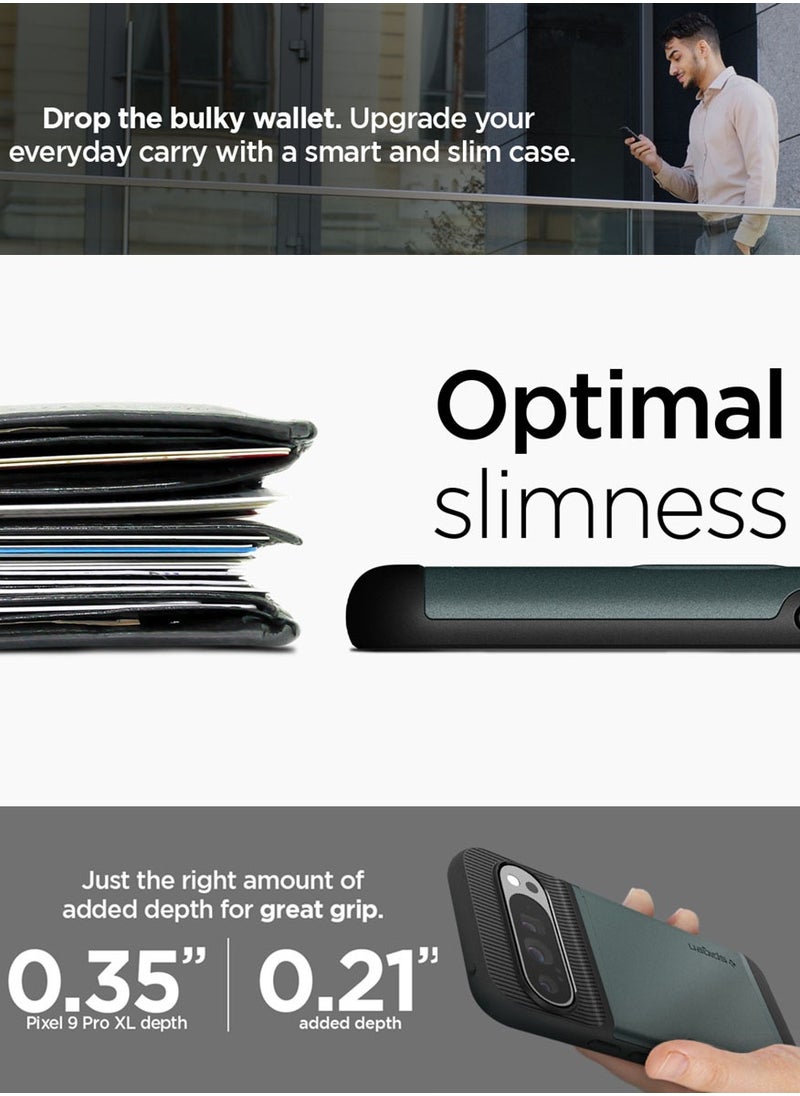 Spigen Slim Armor CS Google Pixel 9 Pro XL Case Cover Wallet with Card Slot - Abyss Green  - Image 5