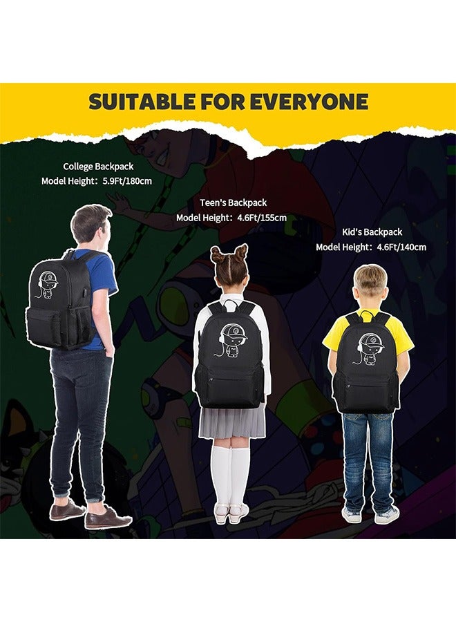 Luminous Backpack, Cool Anime Back Bag with USB Charging Port & Anti Theft Lock & Pencil Case, Holographic Reflective Backpack, Lightweight Laptop Back Bag, Luminous Hiking Cycling Backpack, Casual School Backpack for Boys, Waterproof Travel Back Pack, Large Capacity Daypack, Back Bag for Teen (Black, 44x28x15CM)  - Image 4