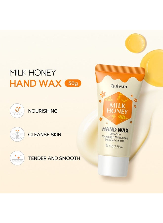 QUIYUM Milk Honey Hand Wax, Leaving you Clean Delicate Smooth Hand Skin, Peel Off Hand Wax, 50g - Image 5