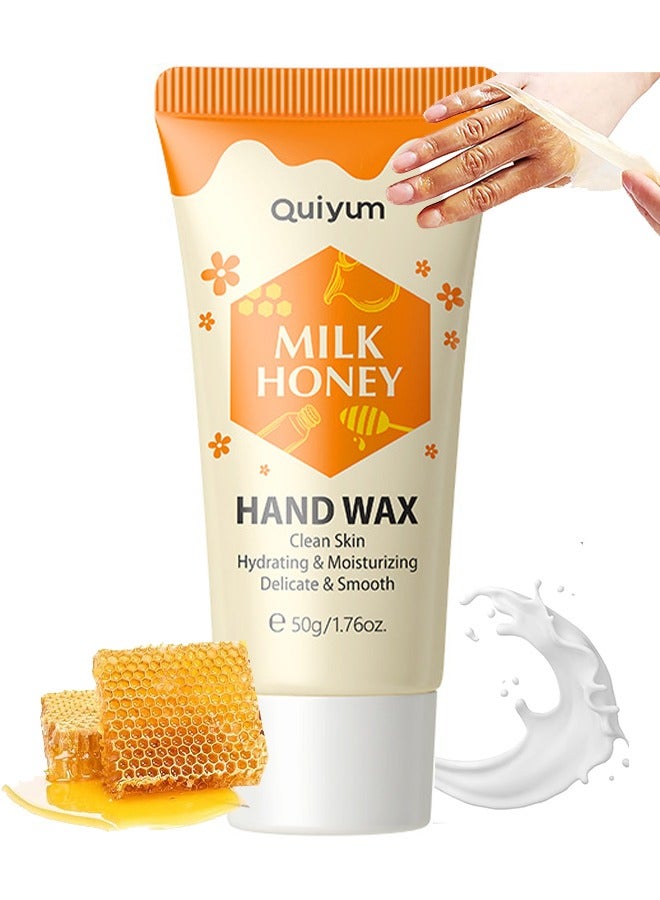 QUIYUM Milk Honey Hand Wax, Leaving you Clean Delicate Smooth Hand Skin, Peel Off Hand Wax, 50g - Image 1