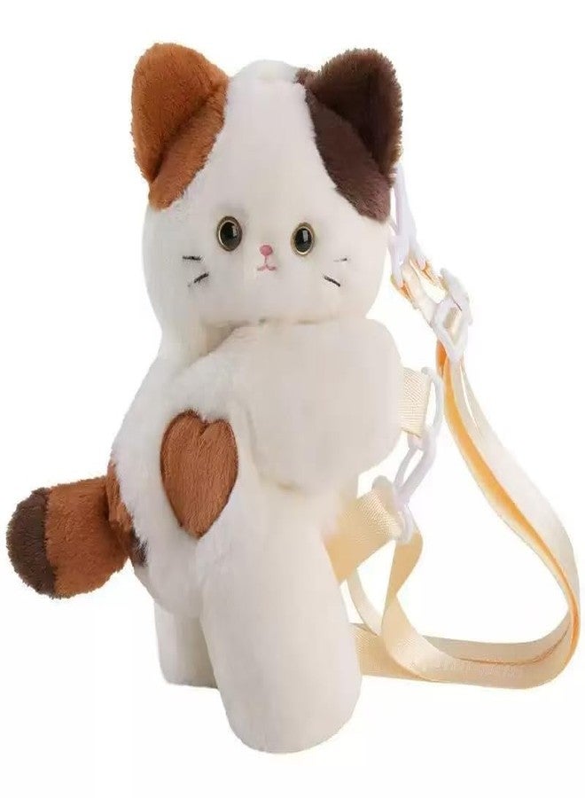 Ueeksry Cute Plush Calico Cat Shoulder Messenger Bag, Plush Cat Crossbody Bag, Stuffed Animal Backpack for Girls Women (Multi Color) - Image 1