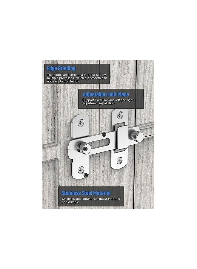 promass Sliding Barn Door Lock, Stainless Steel Gate Latches Flip Latch Safety Door Bolt Latch Lock for Wine Cabinet, Bathroom, Outdoor, Garage, Garden, Closet Door - Image 5