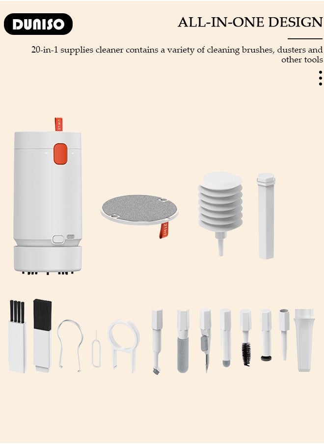 DUNISO 21 in 1 Electronics Cleaning Kit, Multifunctional Cleaning Kit for Keyboard, Portable Cleaning Kit with USB Charging for Computers, Cleaning Soft Brush Tool for Camera and Bluetooth Headset, Cleaner Kit with Dust Absorption Function for All Types of Cell Phones and Computers (Detergent not included)  - Image 3