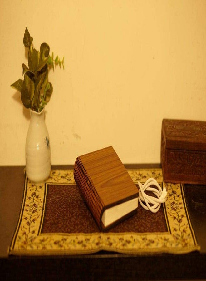 أريون مصباح كتاب صغير قابل للطي بغطاء خشبي من أريون - 15.6 × 12.5 × 3 سم (بني) - Image 2