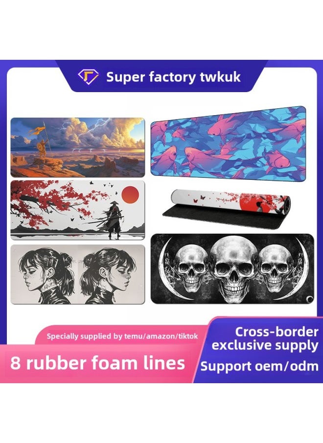 Generic - Exclusive For Hot Art Skull Series Mouse Pad Office Table Mat Rubber Non-slip E-sports Table Mat-Color:300*800*4mm-Pattern:L-30 - Image 1