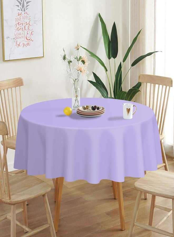 QIKSION 2 Pack Lavender Plastic Tablecloth Disposable Circle Table Covers Purple Table Cloths for Parties Bridal Shower Birthday Engagement Wedding, Fits 6 Foot Round Tables (84 Inch) - Image 2