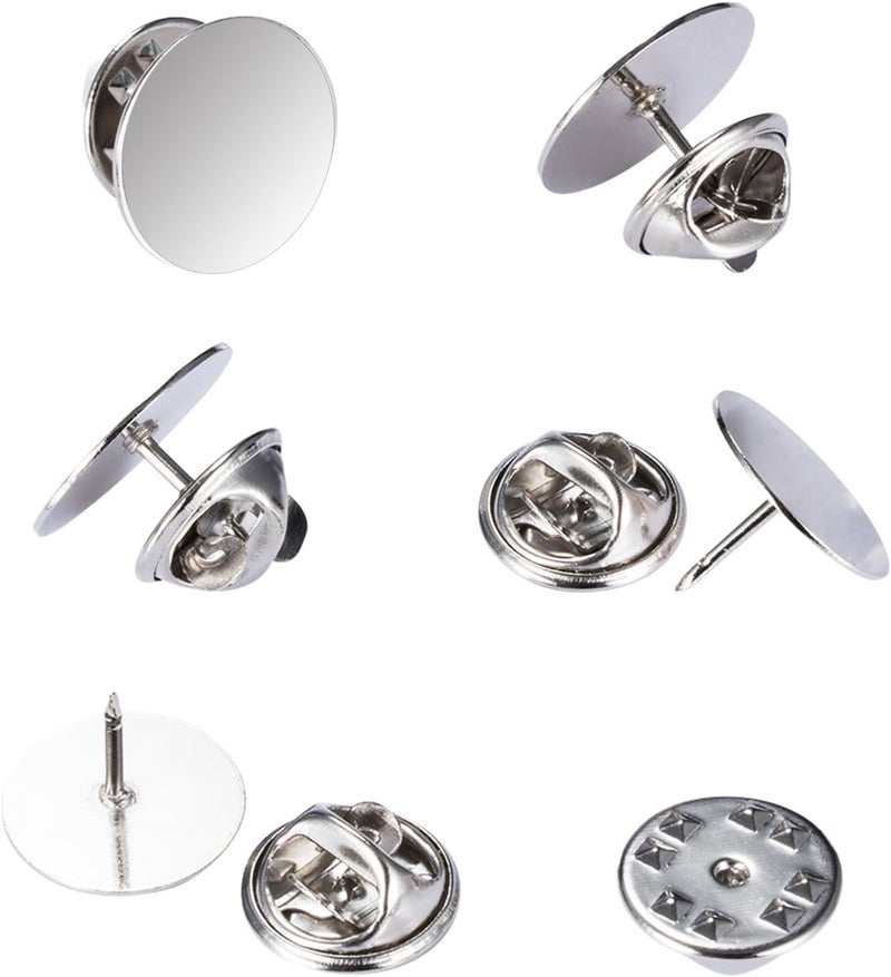 Canomo 50 Pairs Butterfly Pin Backs with 15mm Tie Tacks Blank Pins for for Lapel Pins, Service Bars and Jewelry(Silver) - Image 1