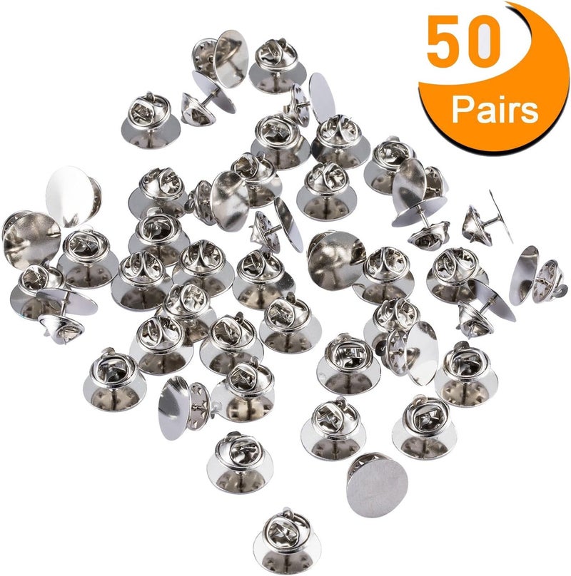 Canomo 50 Pairs Butterfly Pin Backs with 15mm Tie Tacks Blank Pins for for Lapel Pins, Service Bars and Jewelry(Silver) - Image 4