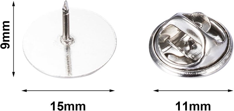 Canomo 50 Pairs Butterfly Pin Backs with 15mm Tie Tacks Blank Pins for for Lapel Pins, Service Bars and Jewelry(Silver) - Image 2