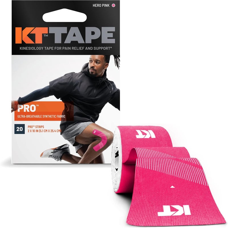 KT TAPE , Pro Synthetic Kinesiology Athletic Tape, 20 Count, 10” Precut Strip - Image 1
