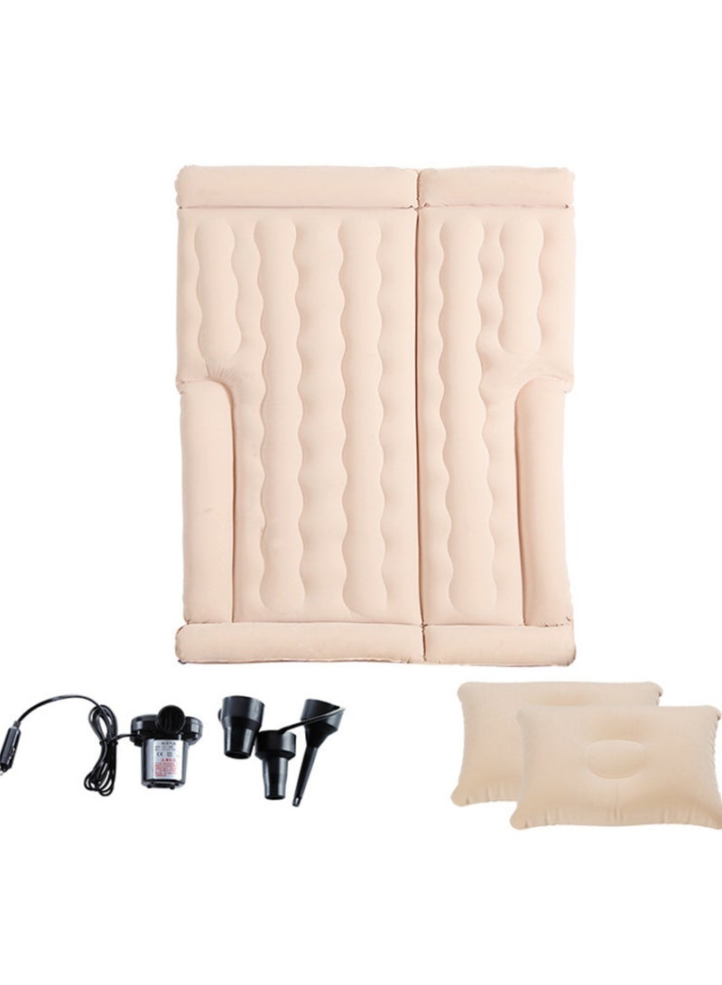 Manful Inflatable Mattress with Pump Portable Outdoor Air Mattress Foldable Single Thickened Flocking Mattress for Outdoor and Home - Image 1