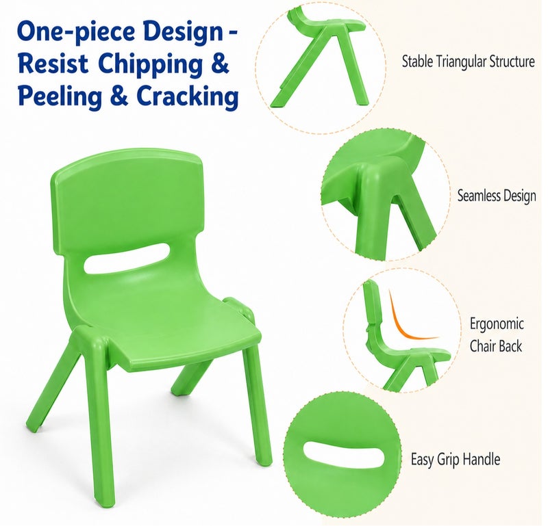 Funz Kids Square Plastic Study Table & chair set for Home or School Size 60*60cm Height Adjustable Strong & Durable, Green - Image 4