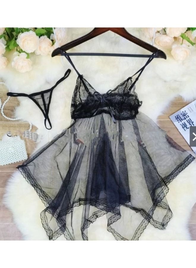 Nightwear Women Dress+ G-string Sleepwear Set 