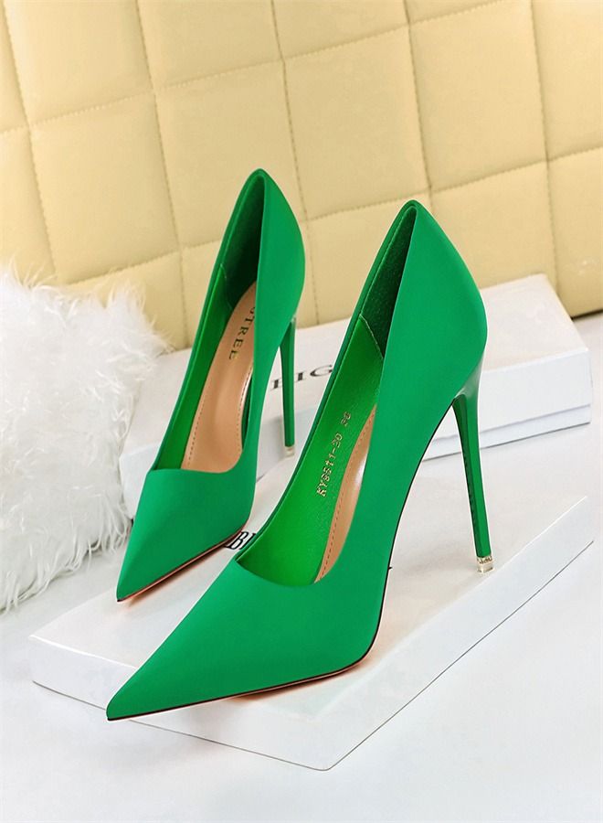 BIGTREE Shallow Pointed High Heels 10.5CM Green