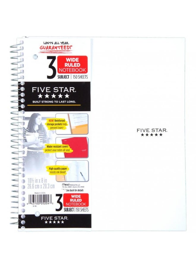 Five Star Notebook Water-resistant Cover with Spiral Lock 300 Pages (150 Sheets)