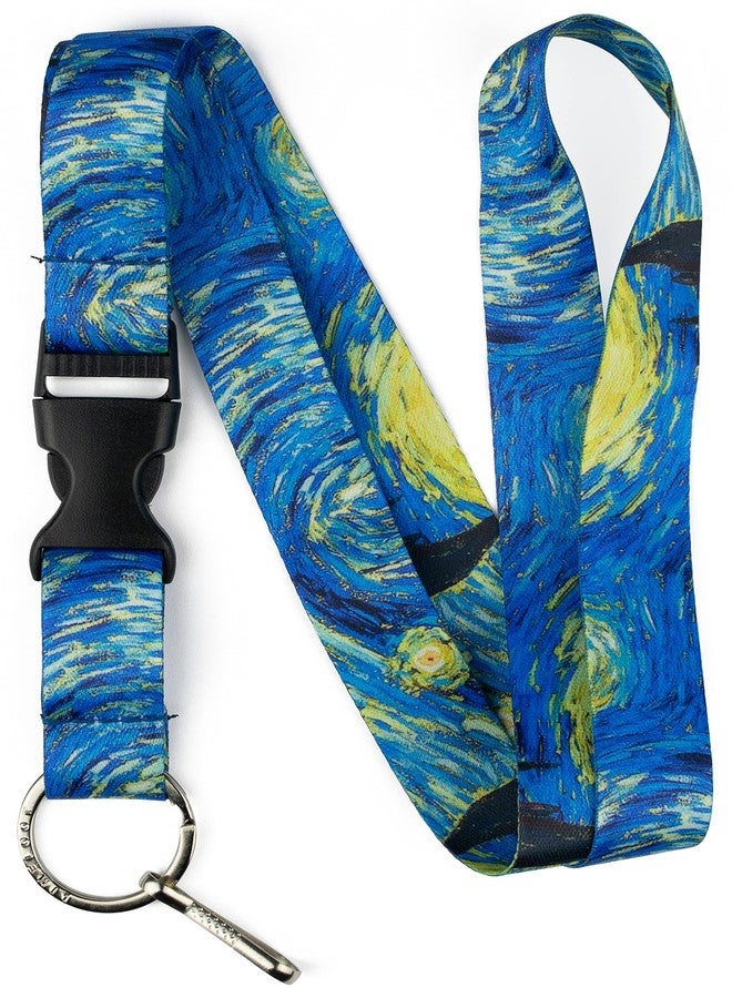 Limeloot Van Gogh Starry Night Premium Lanyard with Release Buckle and Flat Ring. - Image 1