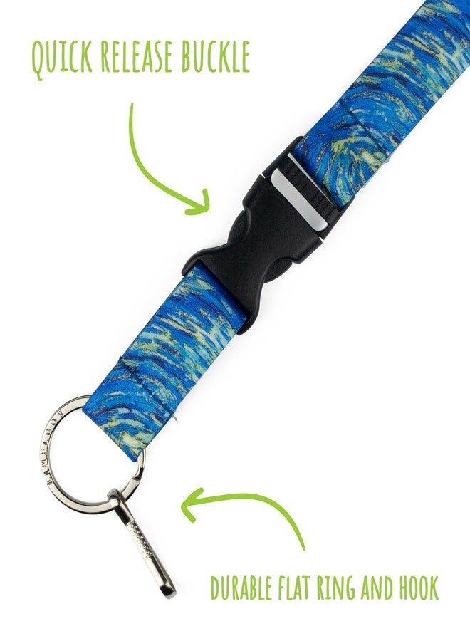 Limeloot Van Gogh Starry Night Premium Lanyard with Release Buckle and Flat Ring. - Image 2