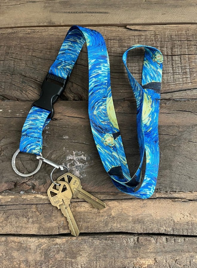 Limeloot Van Gogh Starry Night Premium Lanyard with Release Buckle and Flat Ring. - Image 4
