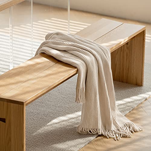 lifein Throw Blanket for Couch, Soft Boho Decor Bed Throw,Cozy White Chenille Knitted Small Farmhouse Lightweight Throw(White/Cream,50 * 60") - Image 2