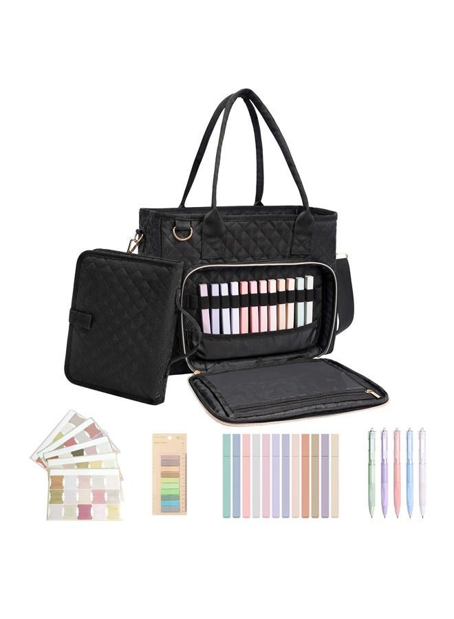 honitty Bible Bag with Bible Cover Case,Bible Bags with Shoulder Strap for Women,Church Study Supplies Accessories, Black - Image 1