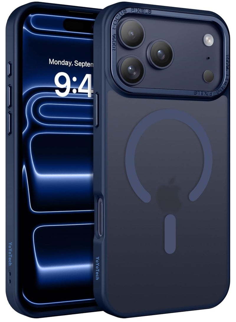 يويو تيك جراب مغناطيسي غير لامع لهاتف iPhone 17 Pro Max متوافق مع MAG-SAFE، ظهر شفاف غير لامع فائق النحافة مقاوم للصدمات لهاتف iPhone 17 Pro Max مقاس 6.9 بوصة 2025 - أزرق - Image 1