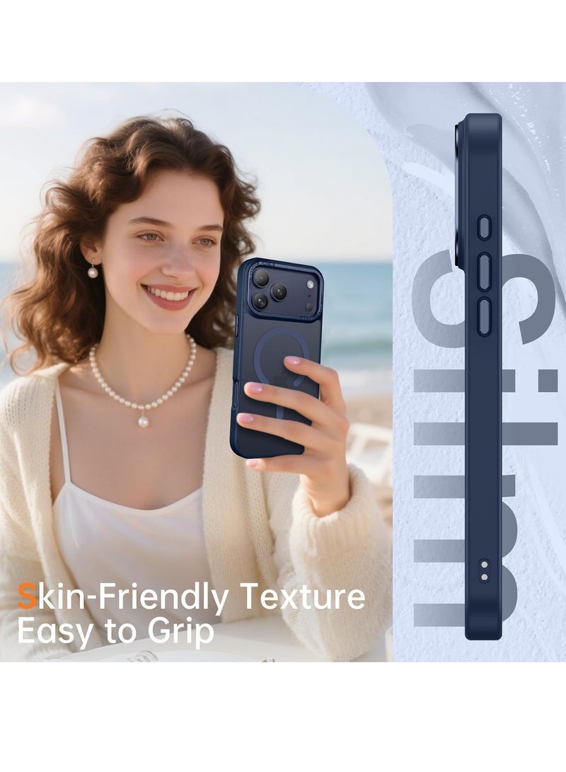 يويو تيك جراب مغناطيسي غير لامع لهاتف iPhone 17 Pro Max متوافق مع MAG-SAFE، ظهر شفاف غير لامع فائق النحافة مقاوم للصدمات لهاتف iPhone 17 Pro Max مقاس 6.9 بوصة 2025 - أزرق - Image 4