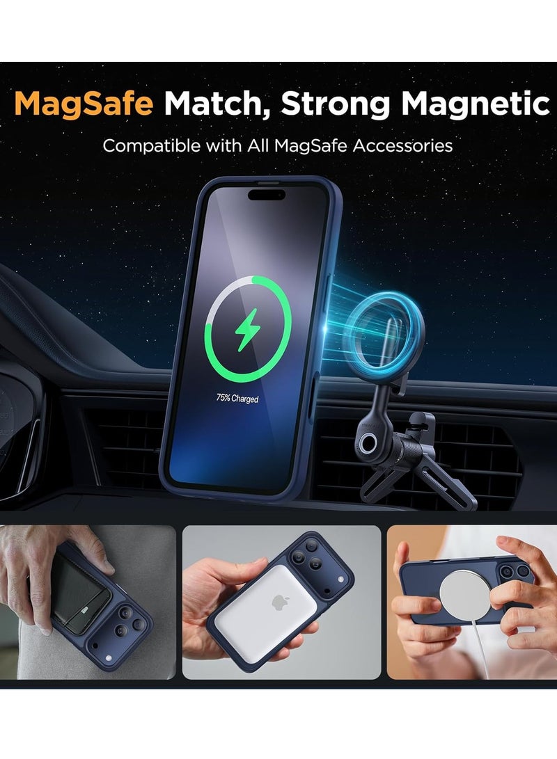 يويو تيك جراب مغناطيسي غير لامع لهاتف iPhone 17 Pro Max متوافق مع MAG-SAFE، ظهر شفاف غير لامع فائق النحافة مقاوم للصدمات لهاتف iPhone 17 Pro Max مقاس 6.9 بوصة 2025 - أزرق - Image 5