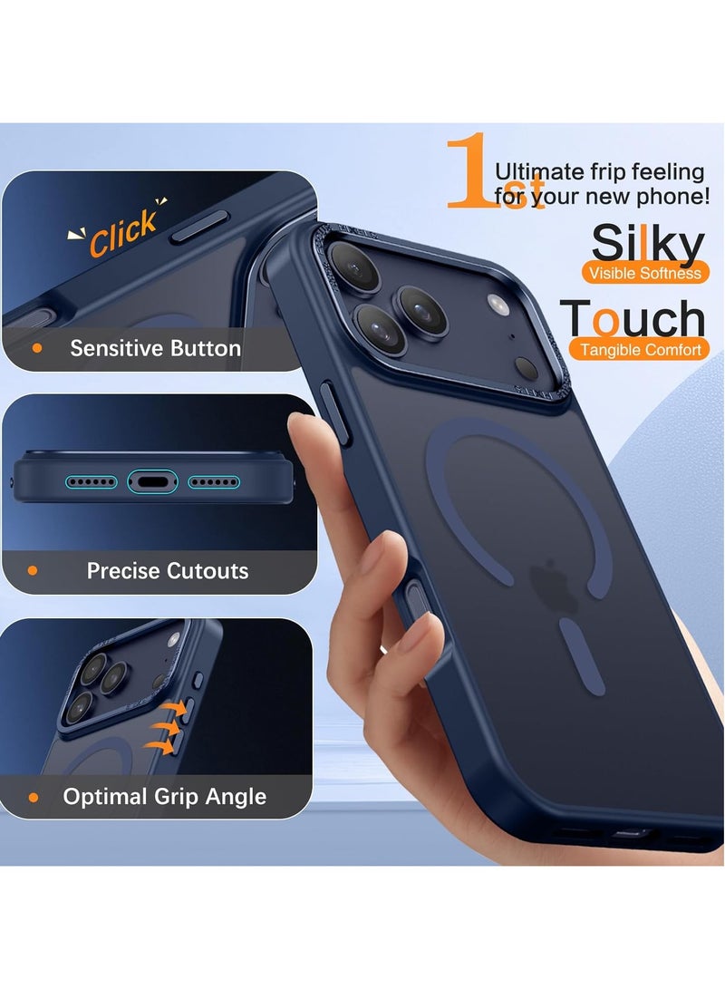 يويو تيك جراب مغناطيسي غير لامع لهاتف iPhone 17 Pro Max متوافق مع MAG-SAFE، ظهر شفاف غير لامع فائق النحافة مقاوم للصدمات لهاتف iPhone 17 Pro Max مقاس 6.9 بوصة 2025 - أزرق - Image 3