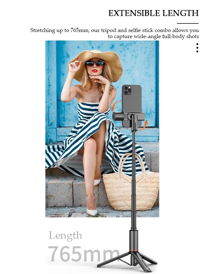 DUNISO Selfie Stick, All-in-1 Extendable Cell Phone Tripod Stand,360° Rotate Phone Tripod with Wireless Remote Shutter and Fill Light,Group Selfies/Live Streaming/Video Recording Compatible with All Phones - Image 4