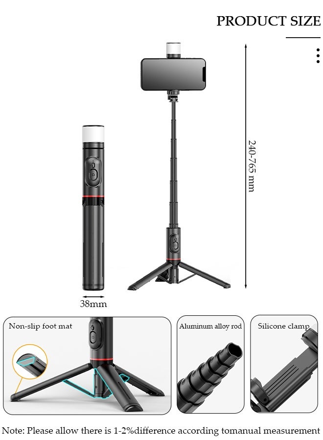 DUNISO Selfie Stick, All-in-1 Extendable Cell Phone Tripod Stand,360° Rotate Phone Tripod with Wireless Remote Shutter and Fill Light,Group Selfies/Live Streaming/Video Recording Compatible with All Phones - Image 2