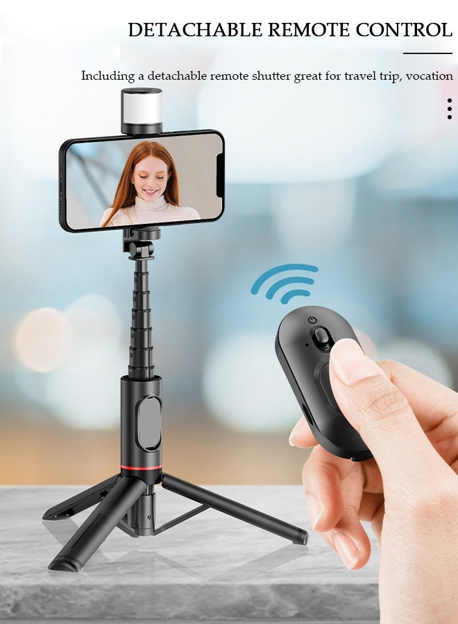 DUNISO Selfie Stick, All-in-1 Extendable Cell Phone Tripod Stand,360° Rotate Phone Tripod with Wireless Remote Shutter and Fill Light,Group Selfies/Live Streaming/Video Recording Compatible with All Phones - Image 3