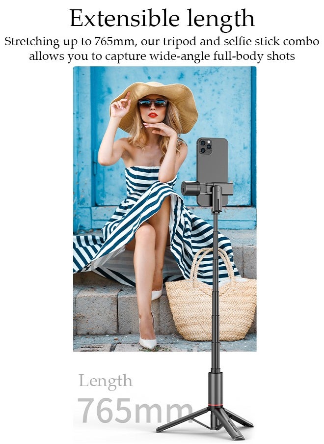 DUNISO Selfie Stick, All-in-1 Extendable Cell Phone Tripod Stand,360° Rotate Phone Tripod with Wireless Remote Shutter and Fill Light,Group Selfies/Live Streaming/Video Recording Compatible with All Phones  - Image 3