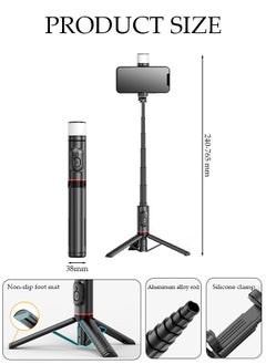 DUNISO Selfie Stick, All-in-1 Extendable Cell Phone Tripod Stand,360° Rotate Phone Tripod with Wireless Remote Shutter and Fill Light,Group Selfies/Live Streaming/Video Recording Compatible with All Phones  - Image 4