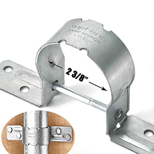 SupConn 2-3/8" Steel to Wood Fence Brackets (50Pcs) - Galvanized Pipe Grip Tie, Metal Fence Post Brackets for Repair (Screws Not Included) - Image 1
