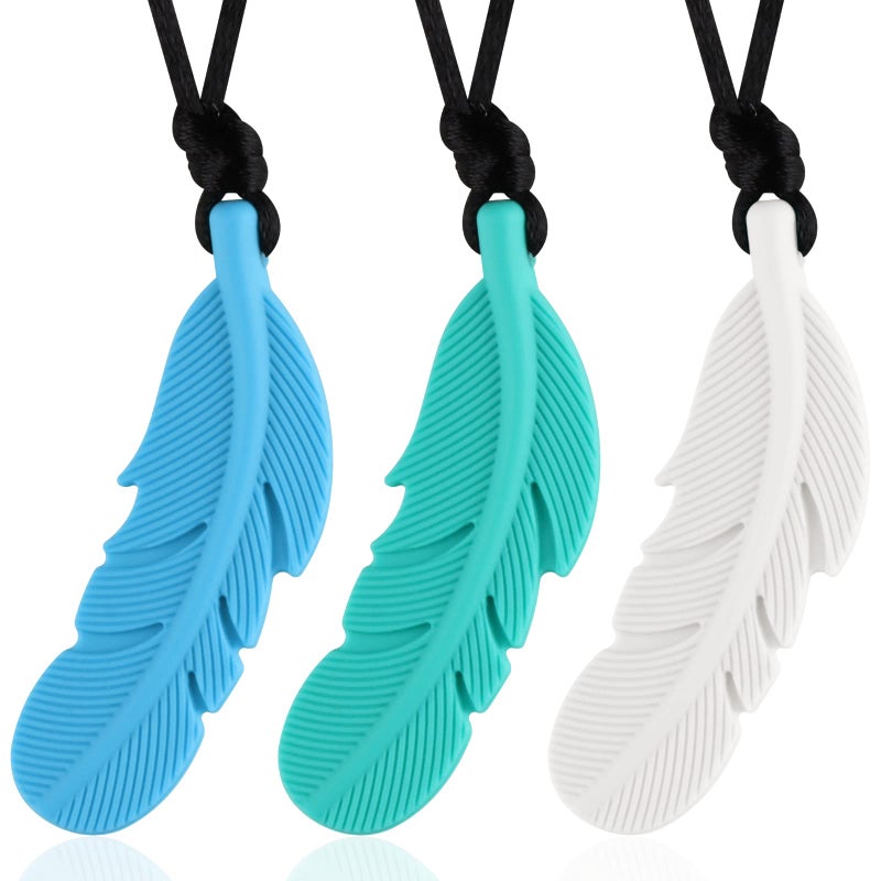 Nearbyme Chew Necklace for Sensory Kids 3 Pack Sensory Oral Motor Aids Silicone Teething Toys for Autistic Chewers ADHD SPD Oral Motor Stimulation or Special Needs 3 Packs