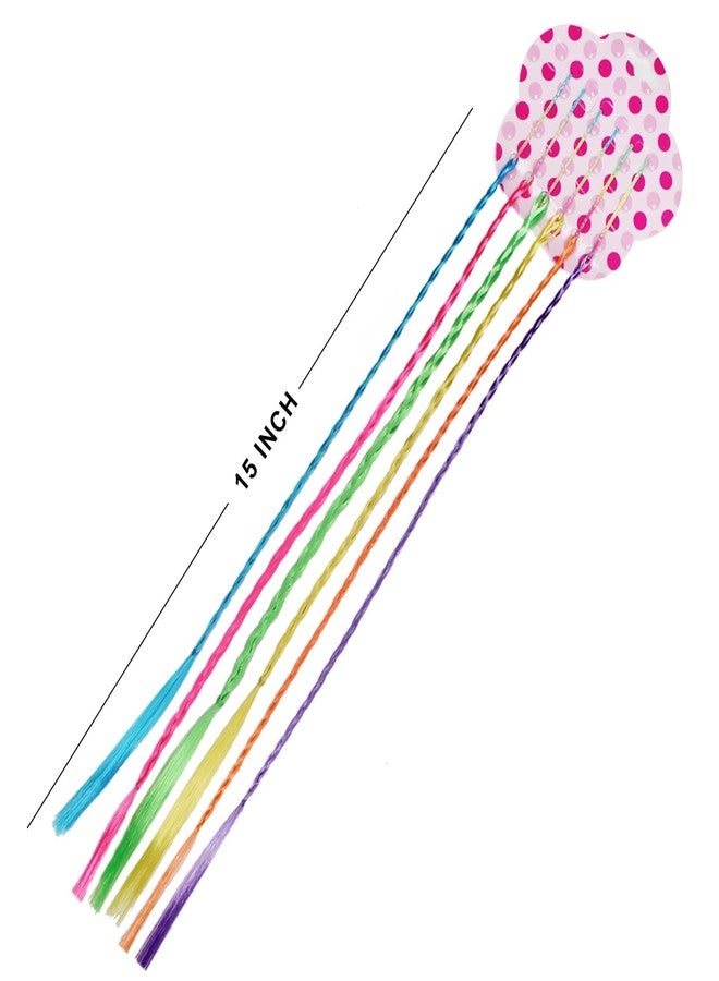 إيكان مجموعة إيكان من 6 قطع من وصلات شعر الأطفال مع دبابيس شعر، خصلات شعر بألوان قوس قزح، مثالية للحفلات والعروض، متعددة الألوان - Image 2