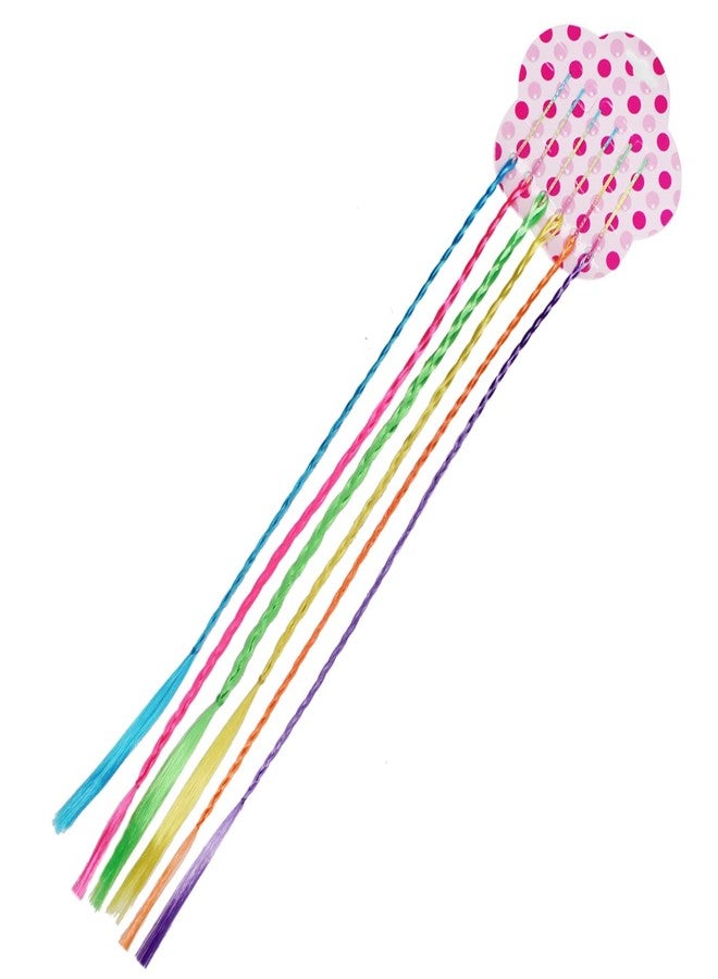 إيكان مجموعة إيكان من 6 قطع من وصلات شعر الأطفال مع دبابيس شعر، خصلات شعر بألوان قوس قزح، مثالية للحفلات والعروض، متعددة الألوان - Image 3
