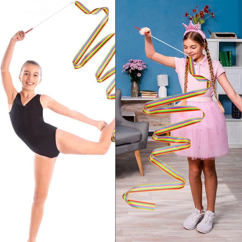 HZYH Dance Ribbons Rhythmic Gymnastics Ribbon, 78.7 inches Rainbow Streamers, 2Pcs Dancing Streamers with Ribbon Wand, for Artistic Dancing Gymnastics Kids Dancing Talent Shows - Image 4