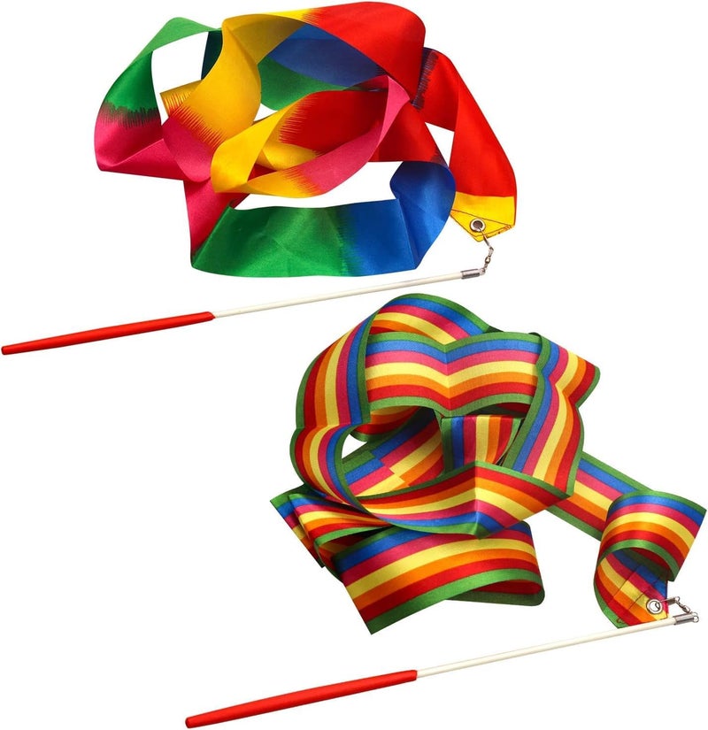 HZYH Dance Ribbons Rhythmic Gymnastics Ribbon, 78.7 inches Rainbow Streamers, 2Pcs Dancing Streamers with Ribbon Wand, for Artistic Dancing Gymnastics Kids Dancing Talent Shows - Image 1