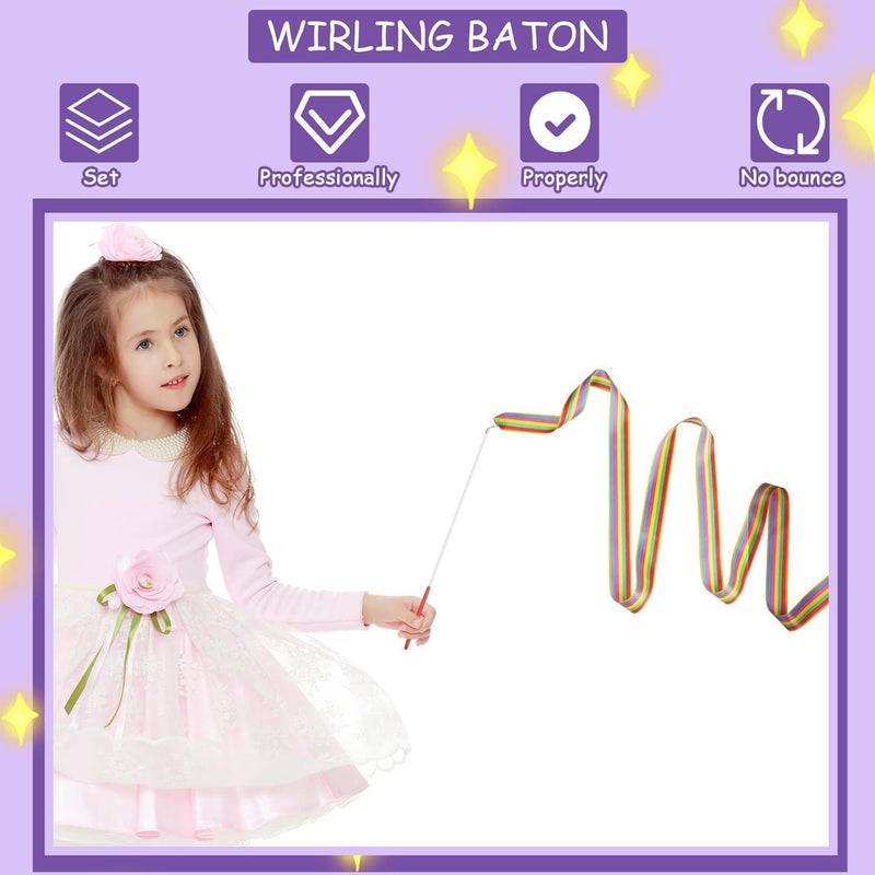 HZYH Dance Ribbons Rhythmic Gymnastics Ribbon, 78.7 inches Rainbow Streamers, 2Pcs Dancing Streamers with Ribbon Wand, for Artistic Dancing Gymnastics Kids Dancing Talent Shows - Image 3