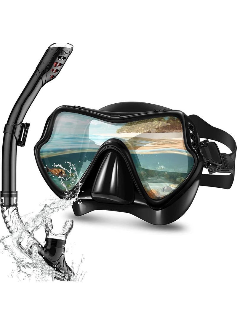 KINGMAZI Diving Mask Snorkeling Mask with Latest Dry Top Breathing System,Fold 180°Panoramic Diving Snorkeling Goggles Tempered Glass Anti-Fog Anti-Leak Snorkeling Gear for Adults and Youth. - Image 1