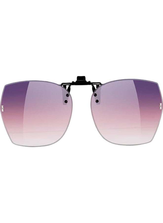 PARIM Clip-On Sunglasses For Women, Summer Driving, Myopia Glasses, Polarized Sunglasses For Men, Trendy, Ultra-Light, Uv Protection, Pca27 Pv-Pink Gray Three-Color Gradient/Nickel White Rivets - Image 2
