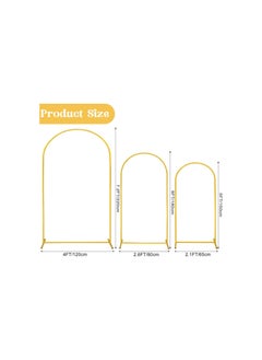 Arch Backdrop Stand 7.2FT, 6FT, 5FT Set of 3 Gold Wedding Arch Stand Balloon Arch Stand Stable Metal Arch Backdrop Frame for Wedding Ceremony Birthday Party Bridal Baby Shower Banquet Decoration