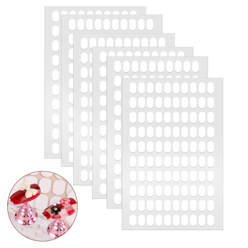 Trinkrittey 600 Pcs False Tip Double Sided Adhesive Tapes for Nail Art Holder Pre-cut Display Strips - Image 1