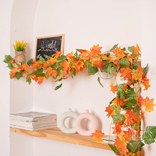 BS AMOR Artificial Creeper 8(4Green+4 Orange) Bail | Wall Hanging | Speacial Ocassion Decoration | Home Decor | for Wedding | Party | Office | Festival Decorative | Length 6 Feet Pack of 8 Strings - Image 1