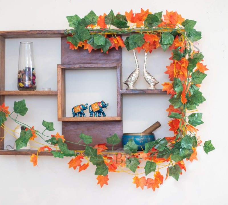 BS AMOR Artificial Creeper 8(4Green+4 Orange) Bail | Wall Hanging | Speacial Ocassion Decoration | Home Decor | for Wedding | Party | Office | Festival Decorative | Length 6 Feet Pack of 8 Strings - Image 4