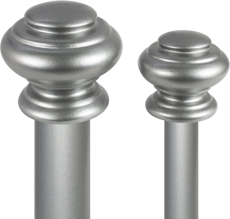 Decopolitan Urn Telescoping Double Drapery Rod Set, 72-144-Inch, Antique Silver - Image 4